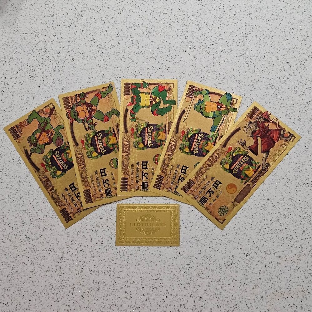 Teenage Mutant Ninja Turtles, Set of 5 Gold Foils with Certificate of Auth.